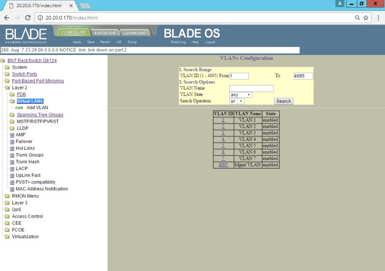 Set BLADE RackSwitch G8124 (delete VLAN) (1)