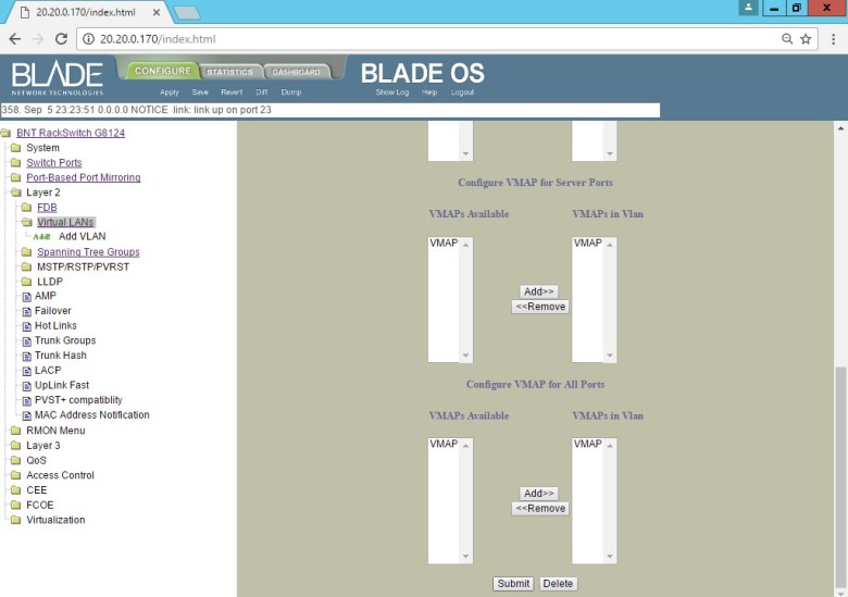 Set BLADE RackSwitch G8124 (delete VLAN) (6)