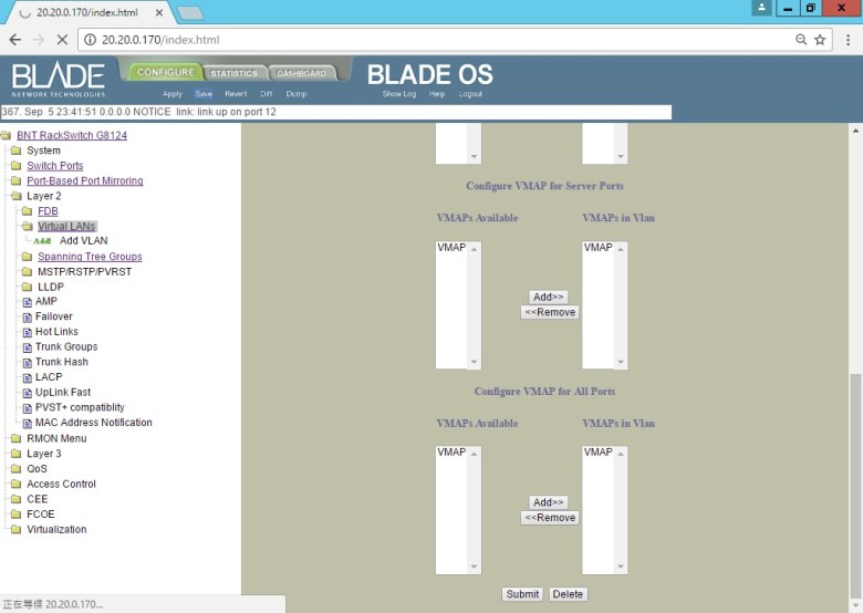 Set BLADE RackSwitch G8124 (delete VLAN) (7)