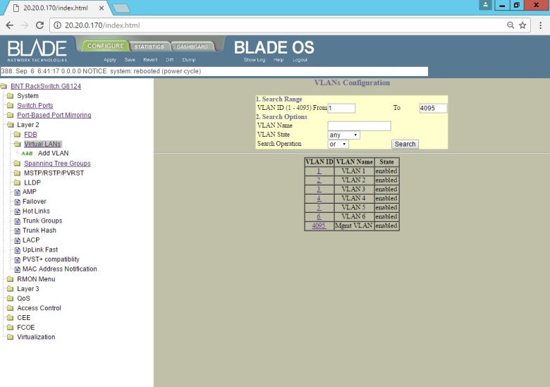 Set BLADE RackSwitch G8124 (delete VLAN) (9)