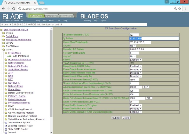 Set BLADE RackSwitch G8124 (Interface UI Change IP Address Mgmt) (5)