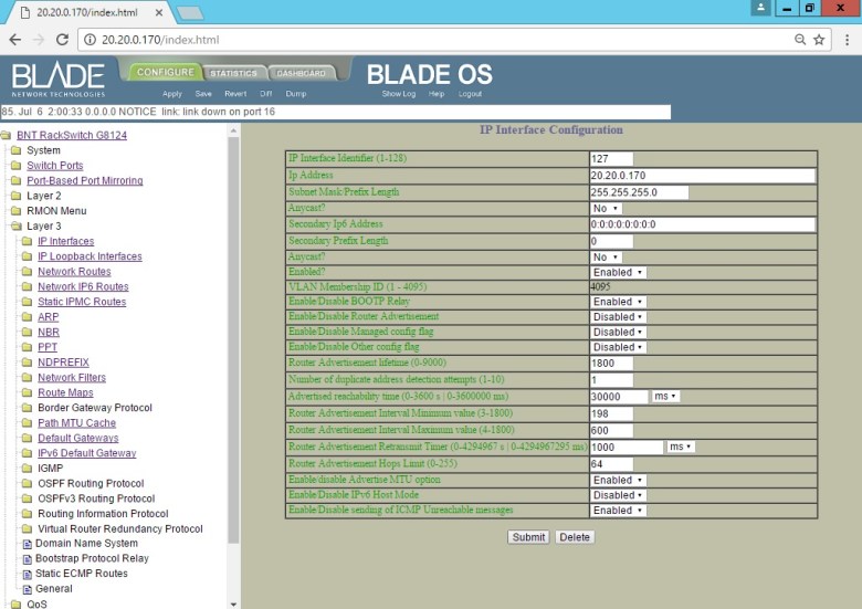 Set BLADE RackSwitch G8124 (Interface UI Change IP Address Mgmt) (8)