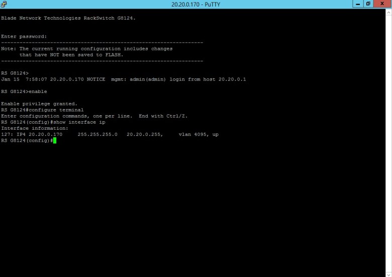 Set BLADE RackSwitch G8124 (PuTTY change IP Address Mgmt) (10)