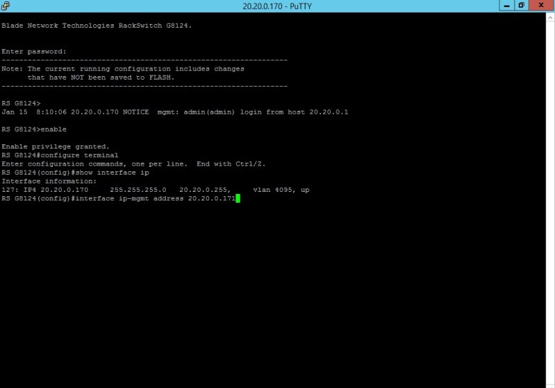 Set BLADE RackSwitch G8124 (PuTTY change IP Address Mgmt) (11)