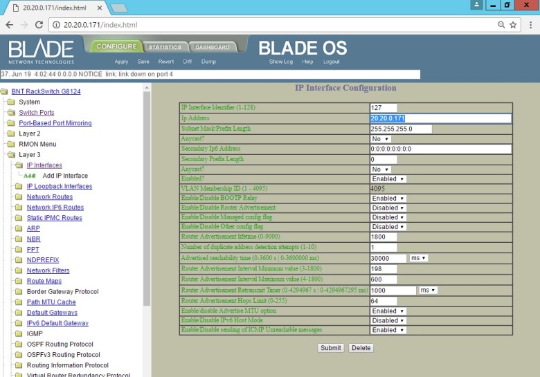 Set BLADE RackSwitch G8124 (PuTTY change IP Address Mgmt) (15)
